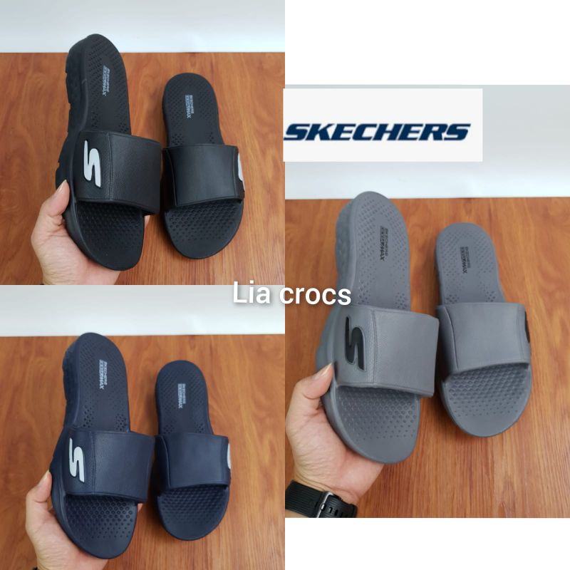 Skechers sandal pria Goga Max Slide /Skechers goga max sandal slide