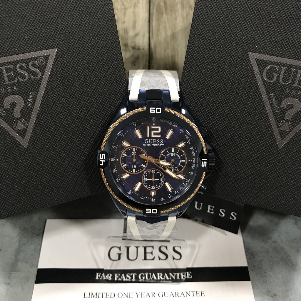 Jam Tangan Guess Pria Original Analog Blue Stainless Steel - W1258G3 GW 1258 G3