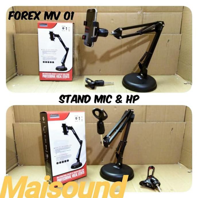 STAND HP DAN MIC MEJA FOREX MV 01 TABLE STANDING HP MICROPHONE MV01