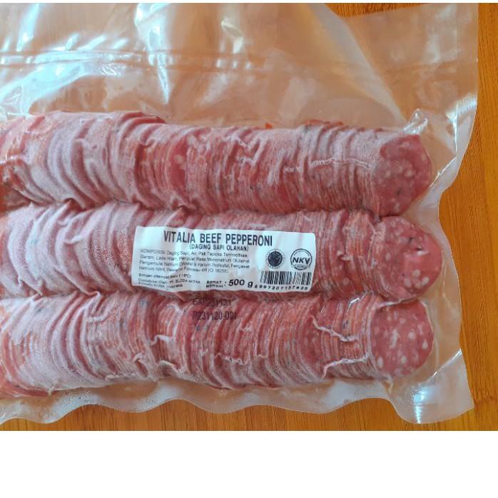 

Gratis Ongkir ATR-234 beef pepperoni 500 gr. pepperoni seri vitalia