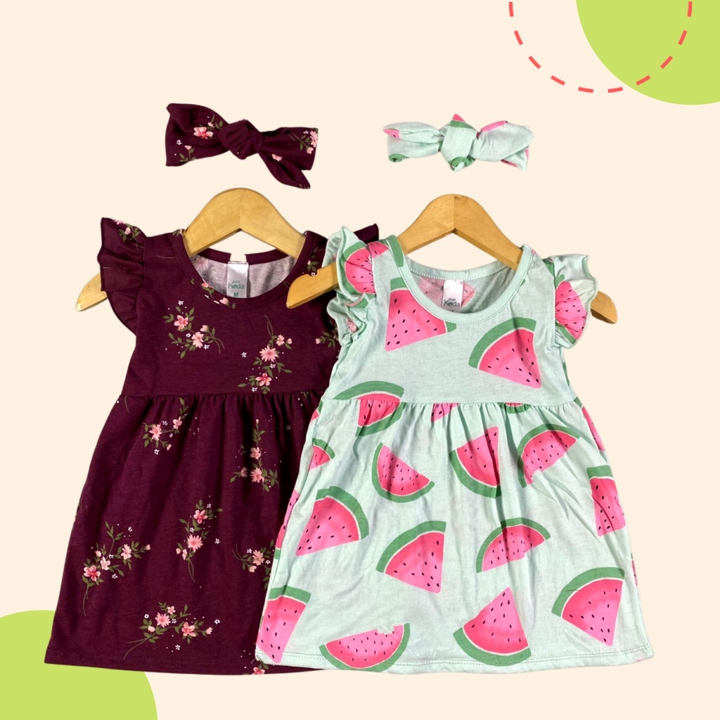 plazababyku MX DRESS CELLINE dress bayi bunga 3-18 bulan Free headband