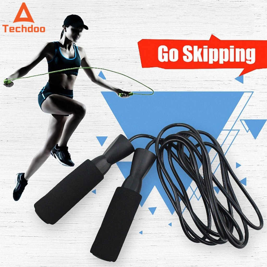 Techdoo Tali Lompat Skiping Dengan Gagang Anti Licin Dapat Disesuaikan Rope Skipping OST01