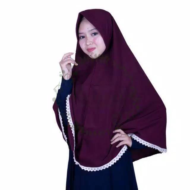 jilbab instan syari pet antem jumbo L LACE /  hijab antem / khimar instan R.18