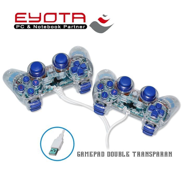 Gamepad double eyota wired usb2.0 transparent for ps3-pc dt88 - Joystick controller dt-88