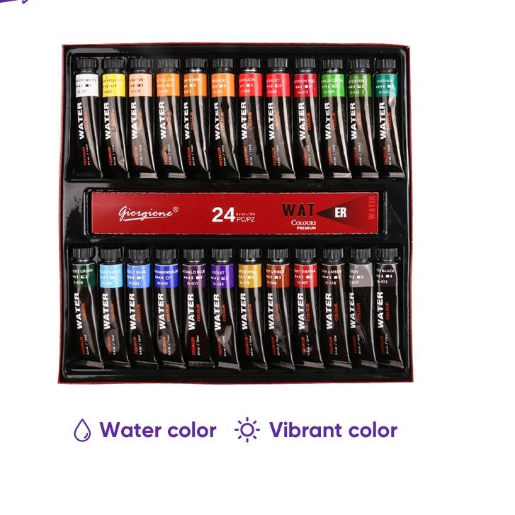 

Model Baru.. Giorgione Watercolor Paint Set Paket Cat Air 12/24 Warna 12ml/botol