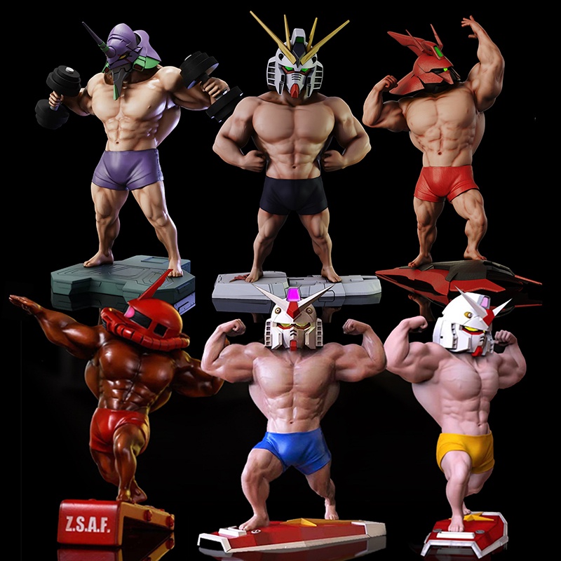 Mainan Action Figure Gundam Zaku Protein Powder Muscle Man Prototype Zaku Luminous Ukuran 18cm