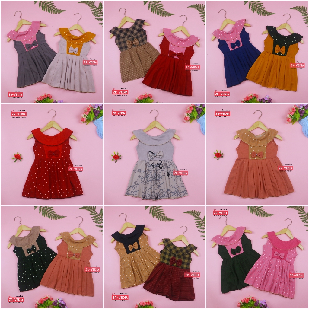 (0-6 Bulan) Dress Cantika Baby New Born / Dres Anak Perempuan Yukensi Baju Pakaian Bayi Murah