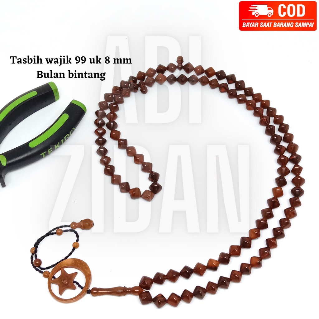 tasbih kokka kauka kaoka kaokah kokkah kaukah asli original model wajik 99 ukuran 8 mm bulan bintang