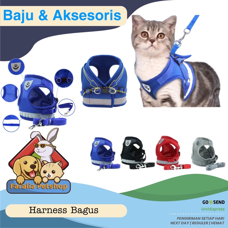 Harness Kucing Anjing Tali Penuntun Hewan Pet Cat Dog Harnes Rompi Bagus