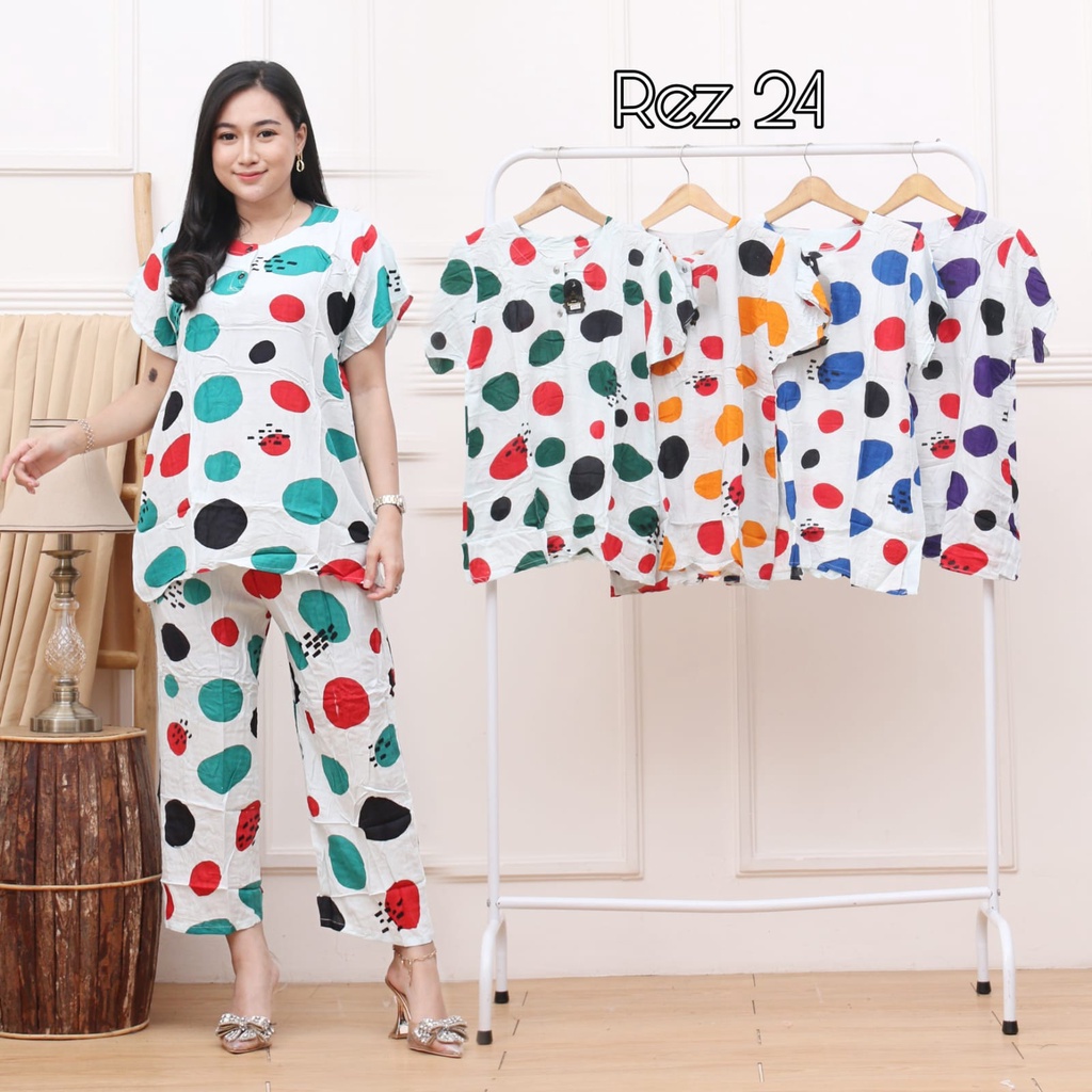 SETELAN WANITA KEKINIAN POLKA WARNA LD 105 / SETELAN POLKA LD 105