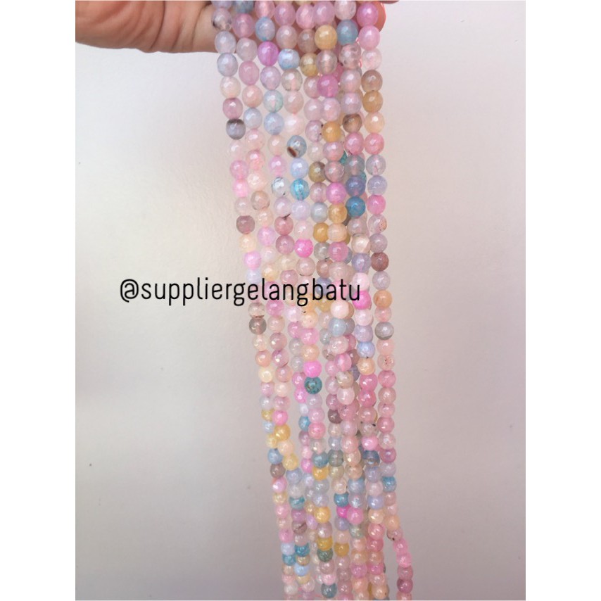 Natural Morgan FACETED beads 8mm CUTTING batu manik candy craft impor aksesoris supplier bahan beads