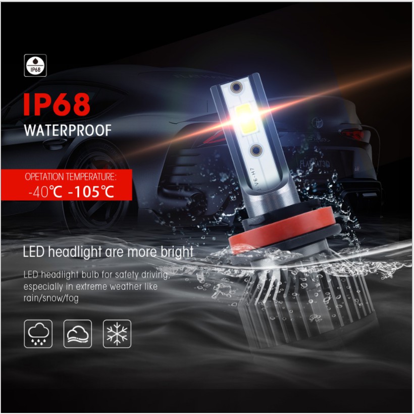 LAMPU LED MOBIL H4 H11 H8 H9 H16 HB3 HB4 H1 HIR2 9012 SEPASANG