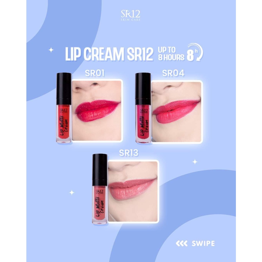 LIP CREAM SR12 / LIPCREAM AMAN BPOM BEBAS PARABEN / LEMBUT DAN TIDAK KERING DIBIBIR