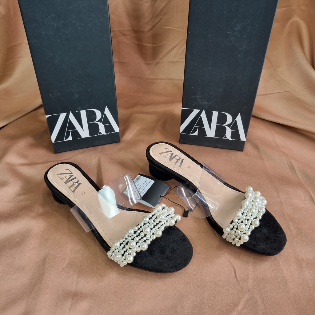 SEPATU ZR WANITA VYNIL AND PEARL HEELS SANDAL