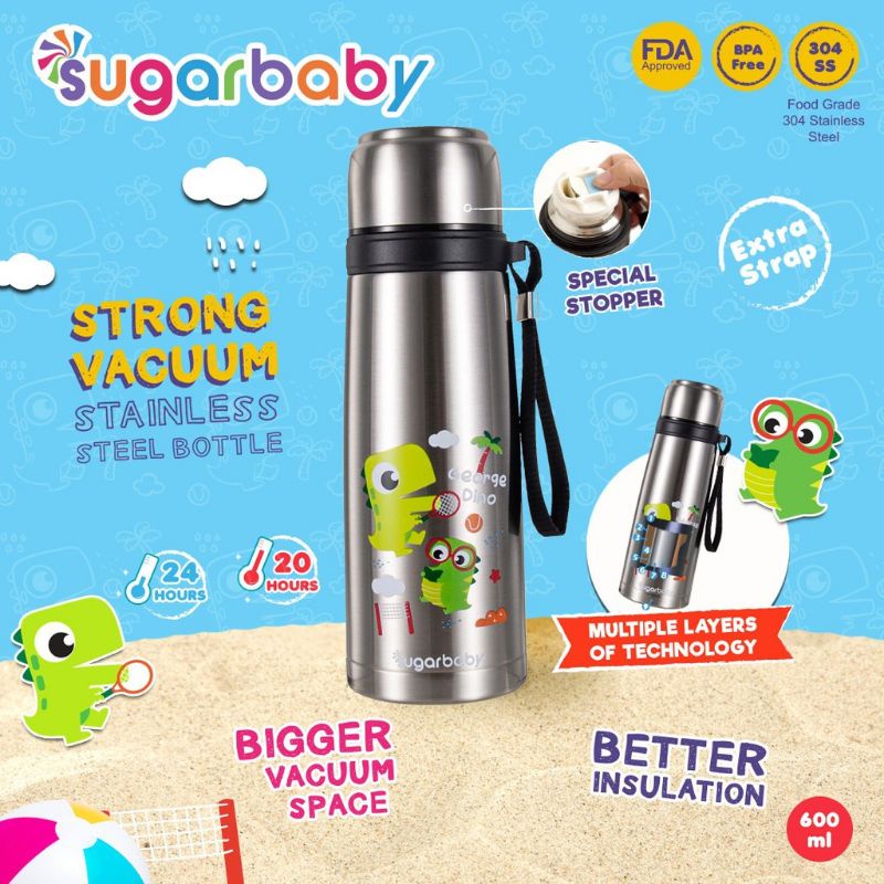 Sugar Baby Strong Vacuum Stainless Steel Bottle Termos Bayi Tahan Panas Lama Ukuran Besar (600 ml)