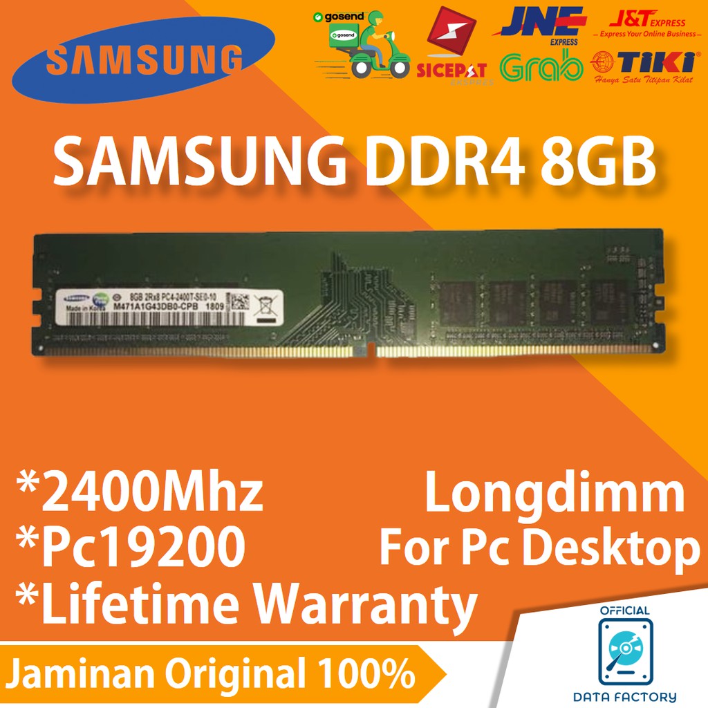 RAM PC SAMSUNG DDR4 8GB PC19200 / 2400MHZ LONGDIMM MEMORY PC DESKTOP / DDR 4 / 8 GB / 2400 MHZ