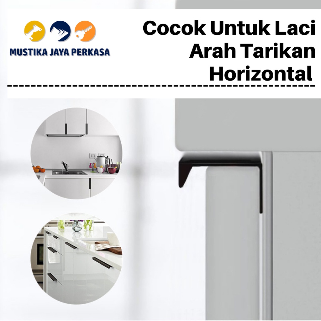 Handle Hidden WT 035 Silver Hitam Handle Gagang Lemari Minimalis Pintu Lemari Dapur Invisible Coak