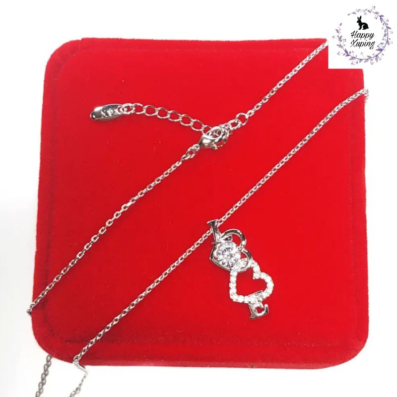 SET KALUNG XUPING ASLI TITANIUM FASHION KOREA LAPIS-EMAS MODEL KOYE LIONTIN DOUBLE LOVE MATA DESI+HU