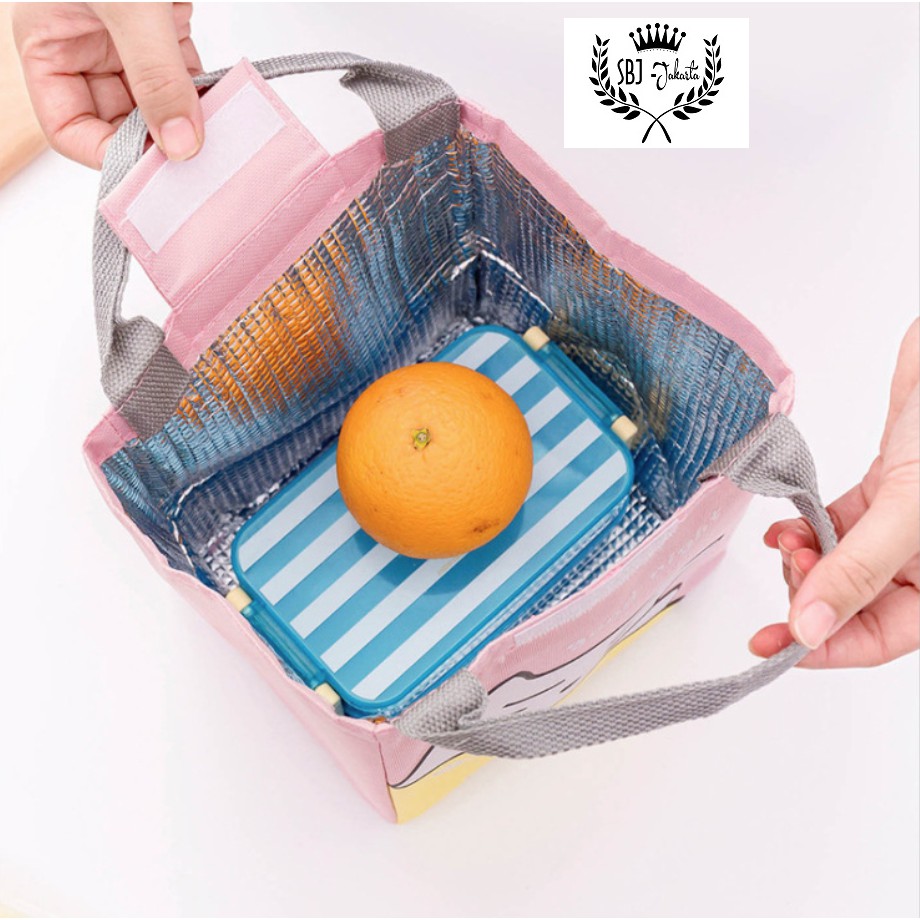 Lunch bag Tas bekal Insulated lunch bag seri HAPPY LIFE UKURAN BESAR