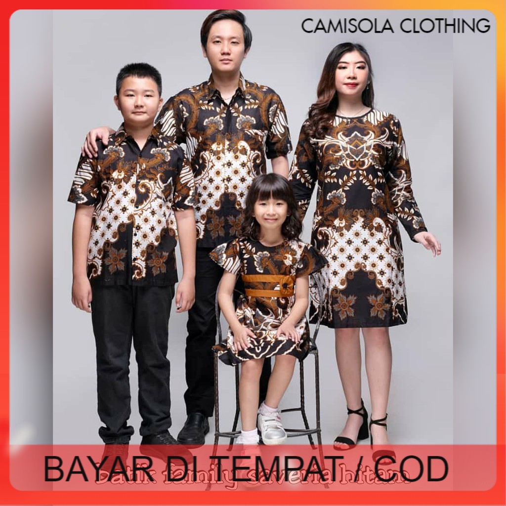 Batik couple modern keluarga terbaru 2021 dress murah kopel cople kople sarimbit tunik saveria hitam