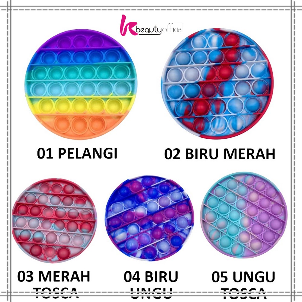 KB-M131 Mainan Pop It Rainbow Shape Fidget Push Pop It Bentuk Bulat Tik Tok / Pop Its Mainan Anak-BULAT COLOURFULL