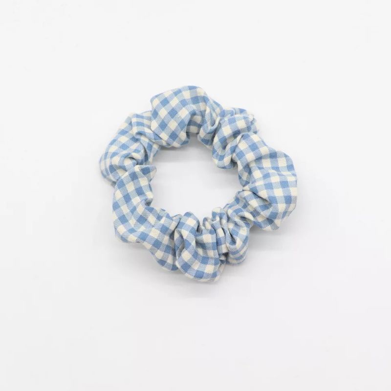 Ikat Rambut Polos Warna Warni / Women Hair Tie/ Kuncir Rambut Wanita-Biru Kotak