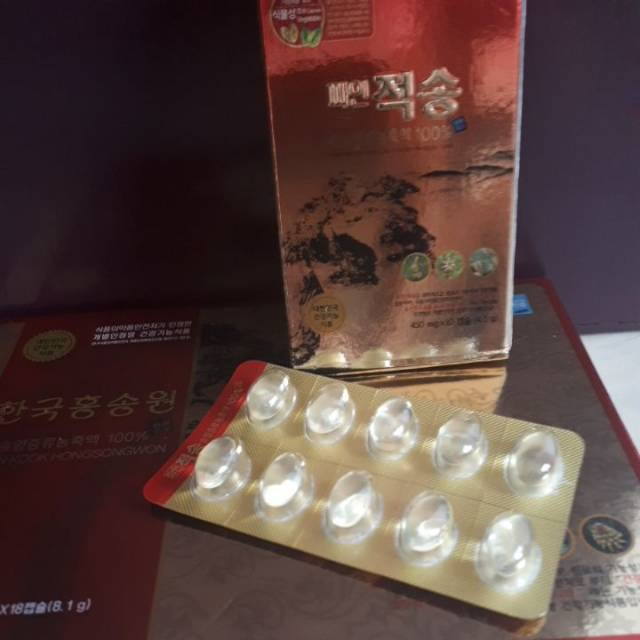 REDPINE JEOKSONG ASLI DR KOREA isi 10biji =450mgx10biji(4.5g)