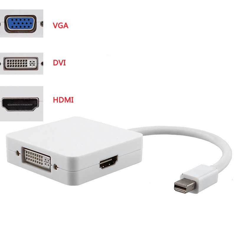 3 in 1 Mini Display Port to HDMI VGA DVI Adapter - MD114 - White