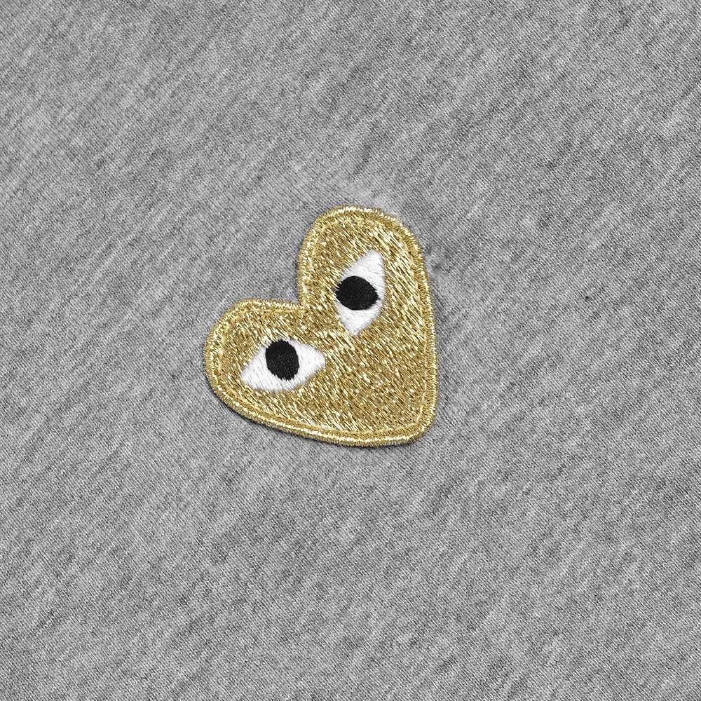 CDG Play Golden Heart Patch T-Shirt Grey