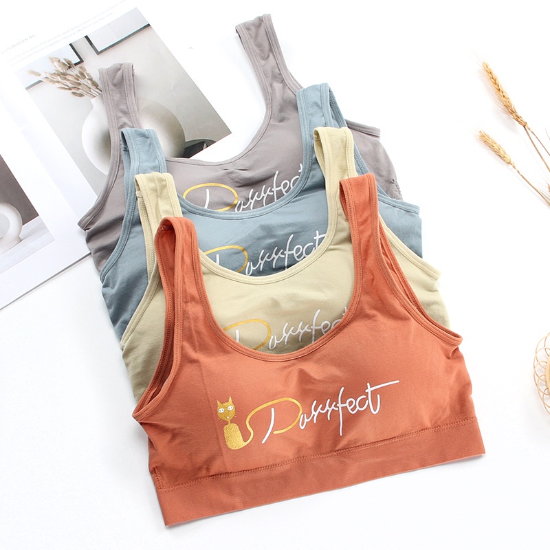 FYGALERYSURABAYA  BRA536 Bra Tanpa Kawat Miniset Pakaian Dalam Wanita Motif Kucing Purrfect Cat Bra Olahraga Sportbra Gym