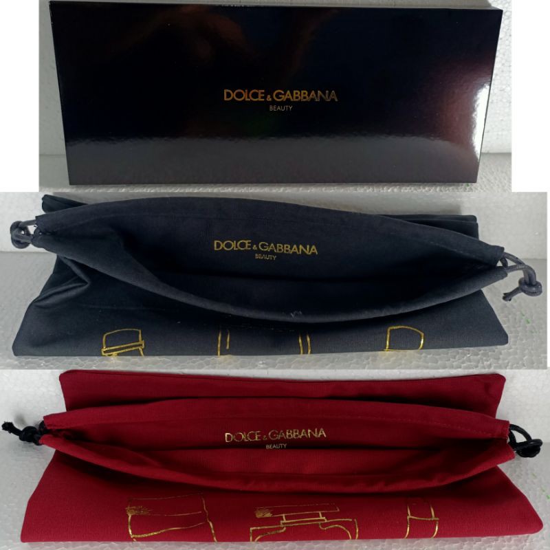 OriginaL Drawstring Pouch Duo Dolce &amp; Gabbana Beauty Black &amp; Red Murah