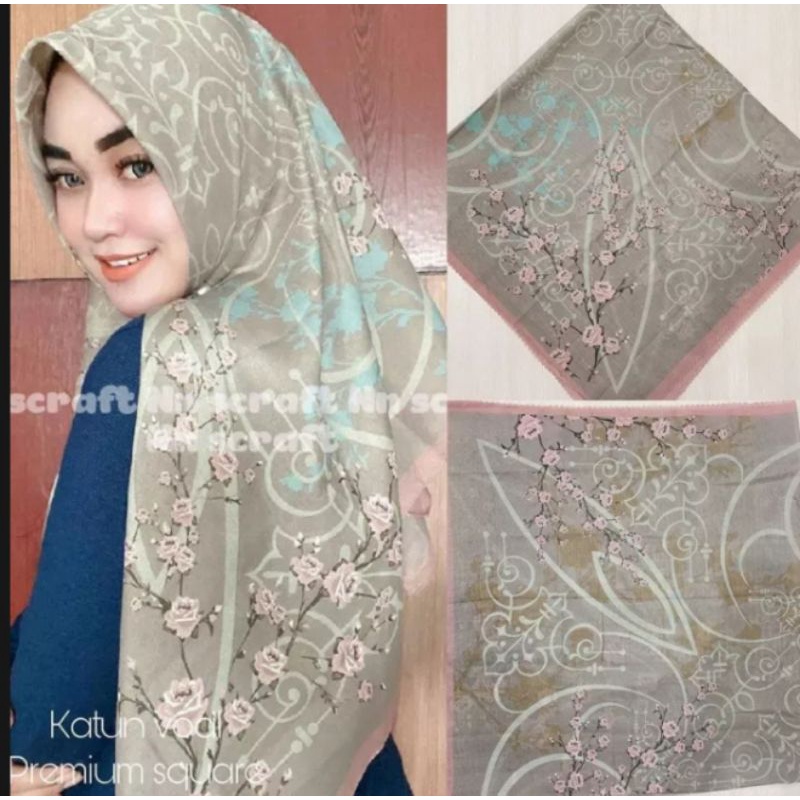 HIJAB SEGI EMPAT BATIK BUNGA 2 VOAL MOTIF DEKA/DEENAY