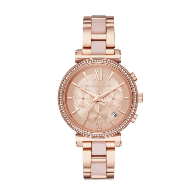 Michael Kors Sofie Chronograph Rose Gold Stainless Steel Watch Original - MK6560 - Jam Tangan Wanita