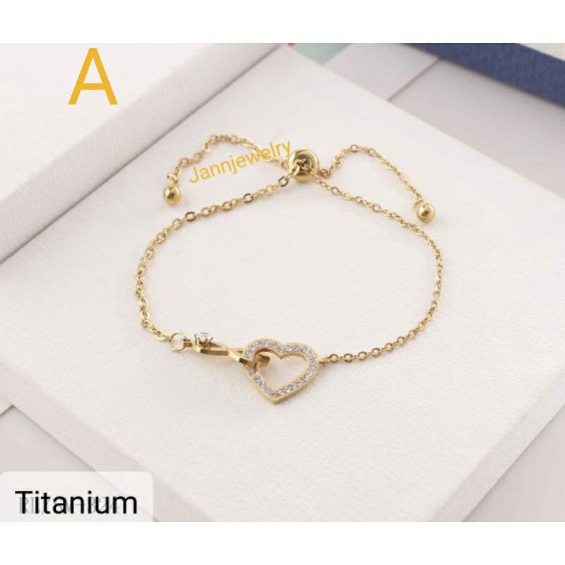 gelang serut titanium asli anti karat&amp;alergi 3warna