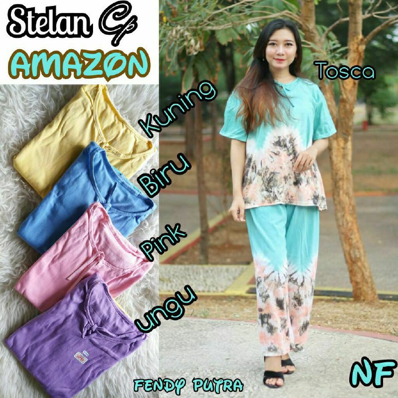 SETELAN BATIK PEKALONGAN CP KAOS AMAZON BAJU TIDUR LENGAN PENDEK