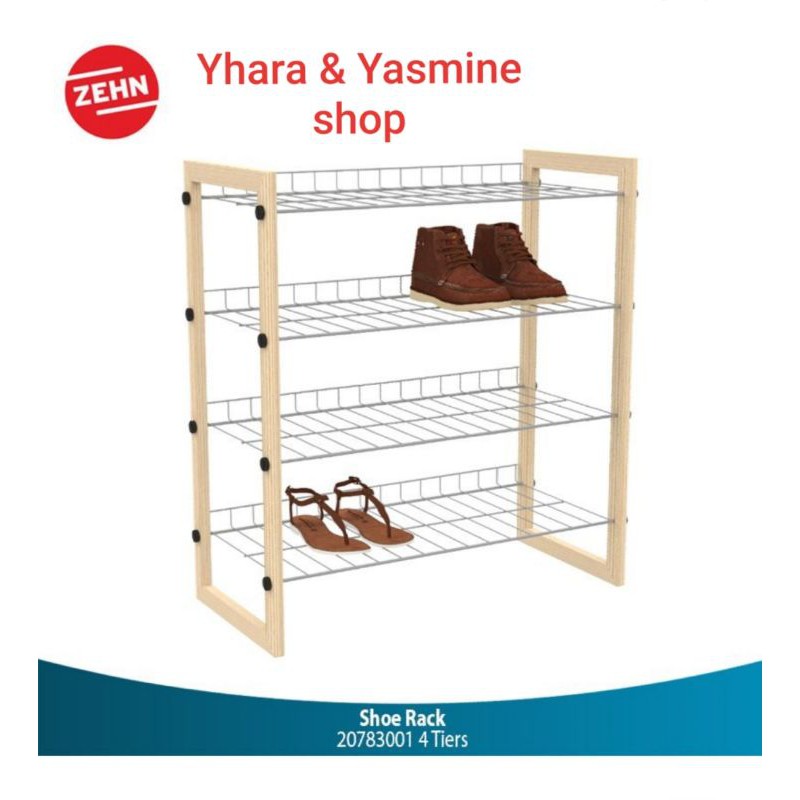 Zehn Rak Sepatu 4 Tiers Frame Kayu
