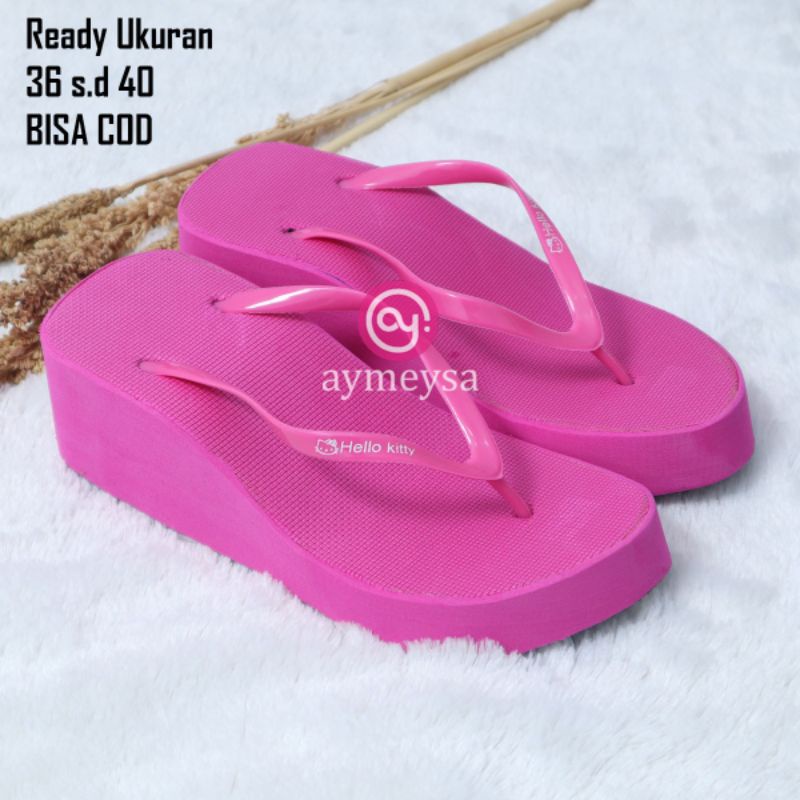 Sandal Wedges Spon Colorful Jepit POLOS Kualitas Super