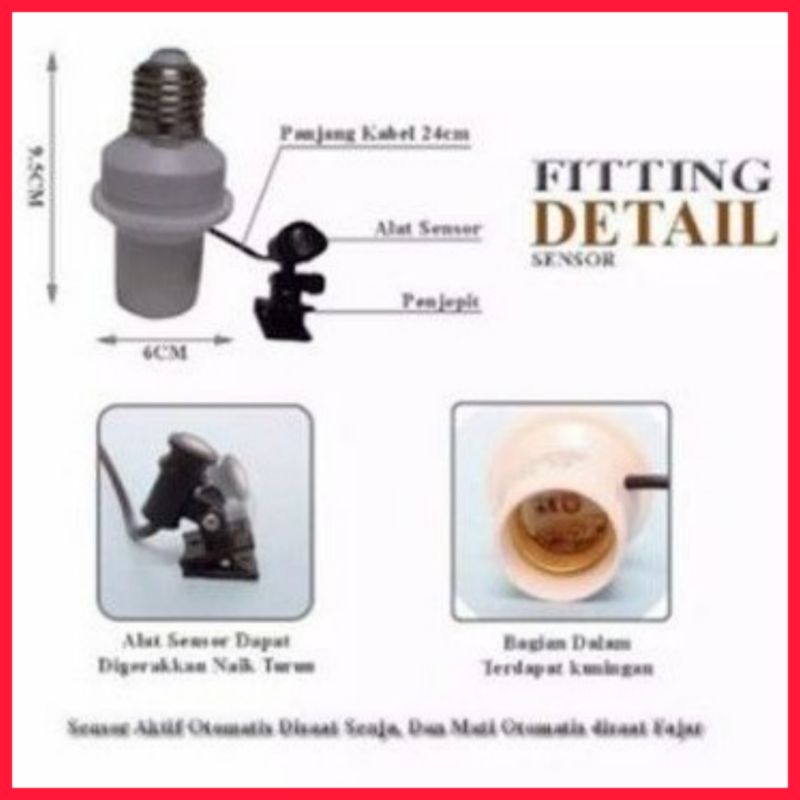 Fitting Sensor Cahaya Wing Lock E 27 / Fitting Sensor Otomatis ON OFF WL 212 Wing Lock