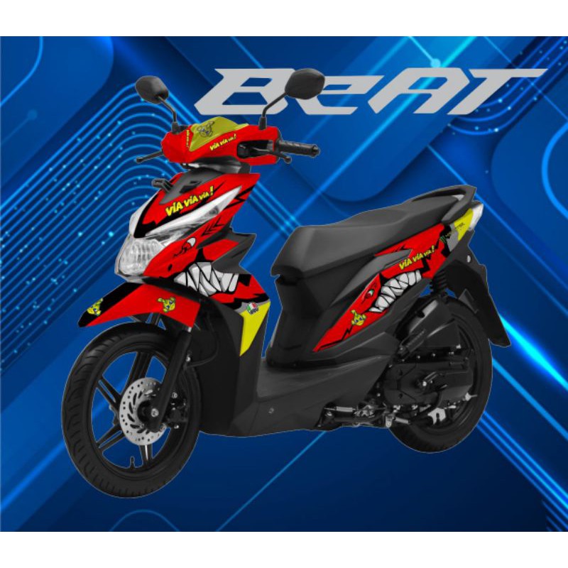 Decal sticker Beat esp 2019 sharks biru merah putih