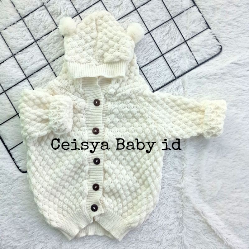 jaket rajut bayi usia 3-12 Bulan