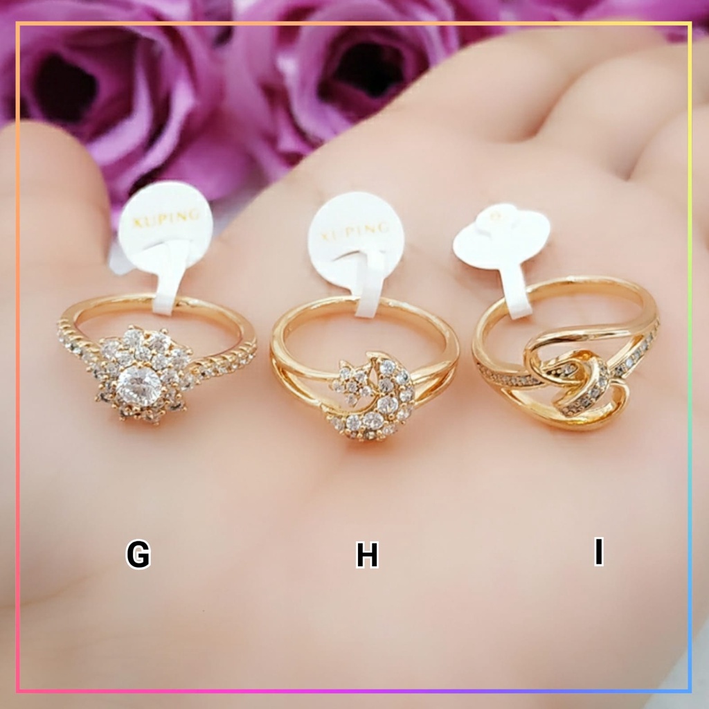 Cincin Ori xuping cincin dewasa premium permata zirqon bunga cantik perhiasan lapis emas gold A169