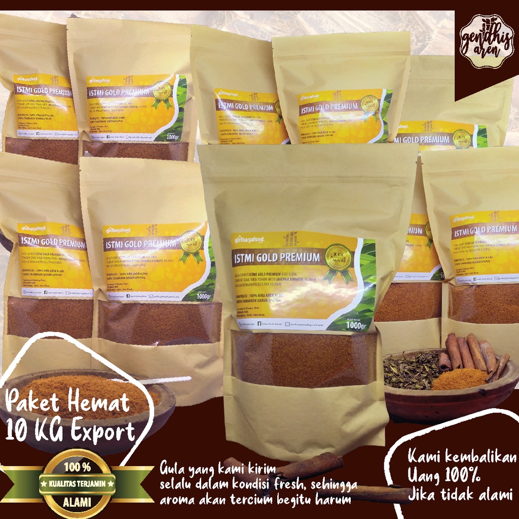 

GULA AREN SEMUT ORGANIK 100% (KEMASAN PAKET BUNDLING 10 KG) HARGA RESELLER