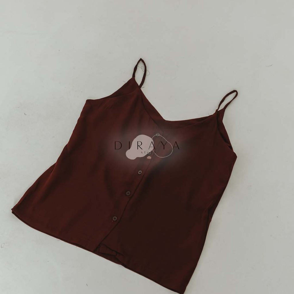 Diraya Tank Top Basic Kancing Korea Premium-Maroon