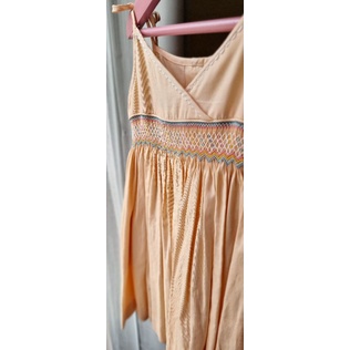 Pretty Stitches - Baju Anak, Smocked Dress, Peach Textured, Size 3
