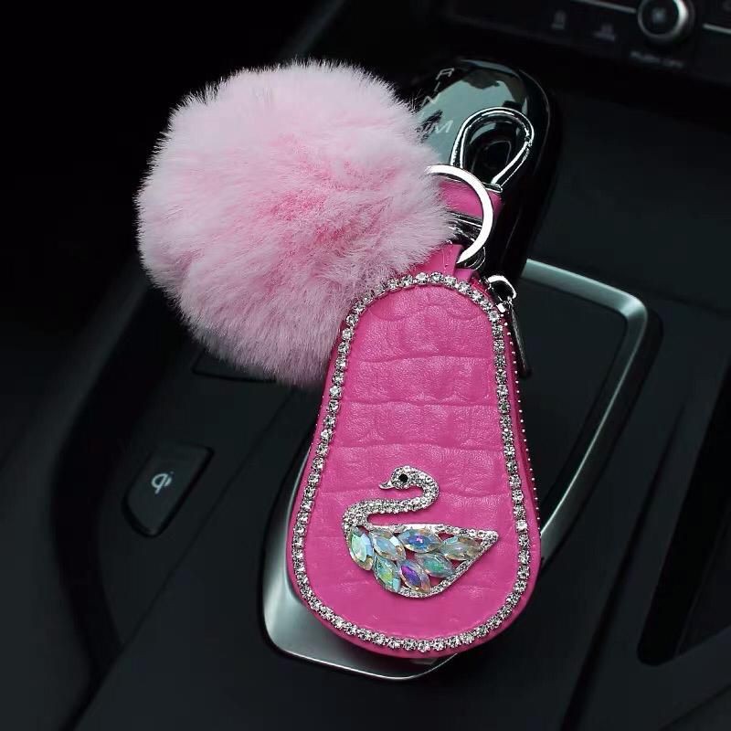 DOMPET KOTAK // Gantungan Kunci Mobil DAD crown canel bling blink impor kulit swan anggsa