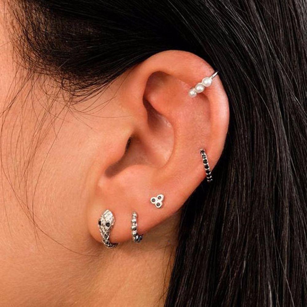 NEEDWAY Ular Berbentuk Anting Geometris Indah Wanita Punk Fashion Perhiasan Alloy Perempuan Telinga Studs