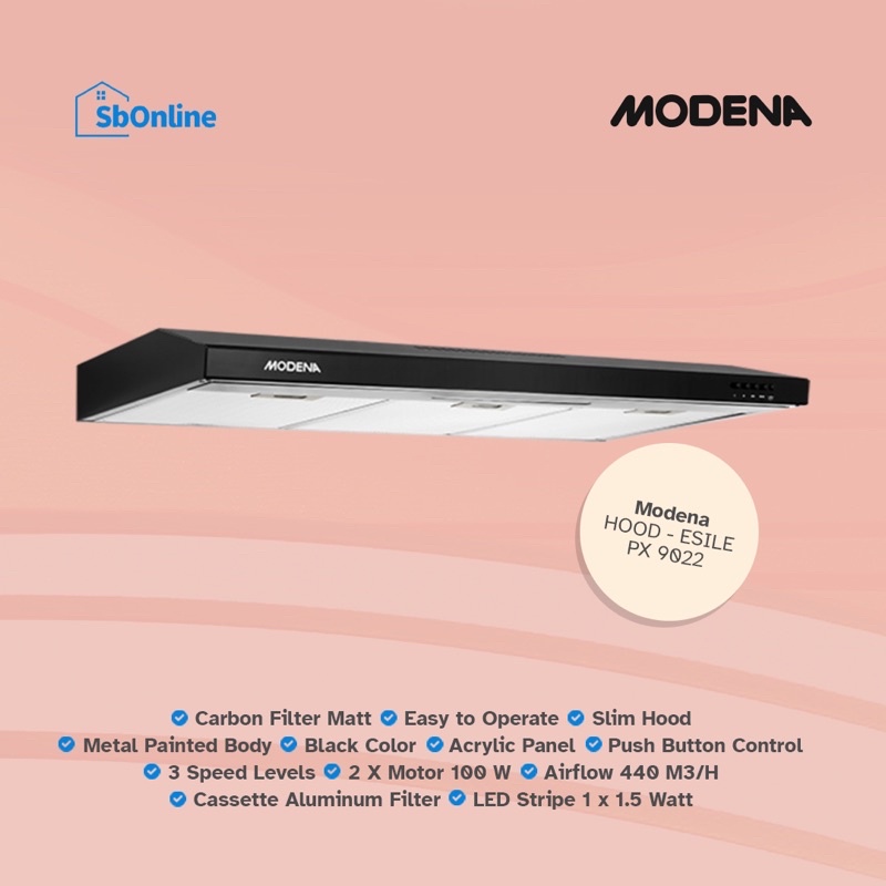 Slim Cooker Hood Modena PX 9022 Slim Hood 90 cm Garansi Resmi