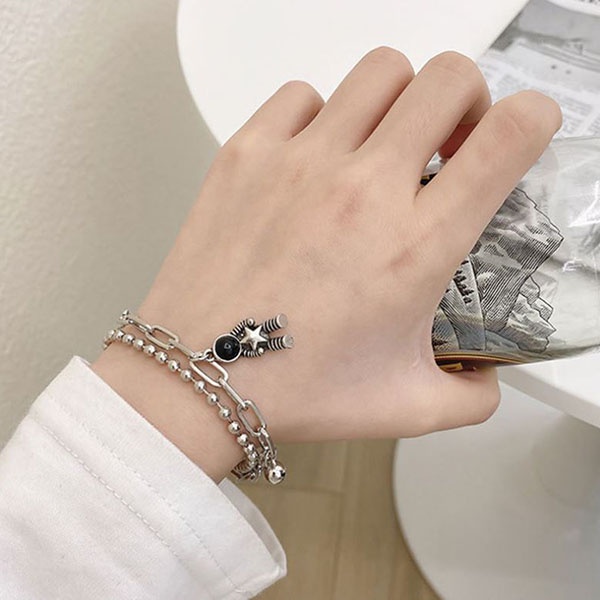 gelang double layer astronaut pendant bracelet jge112(1H4)