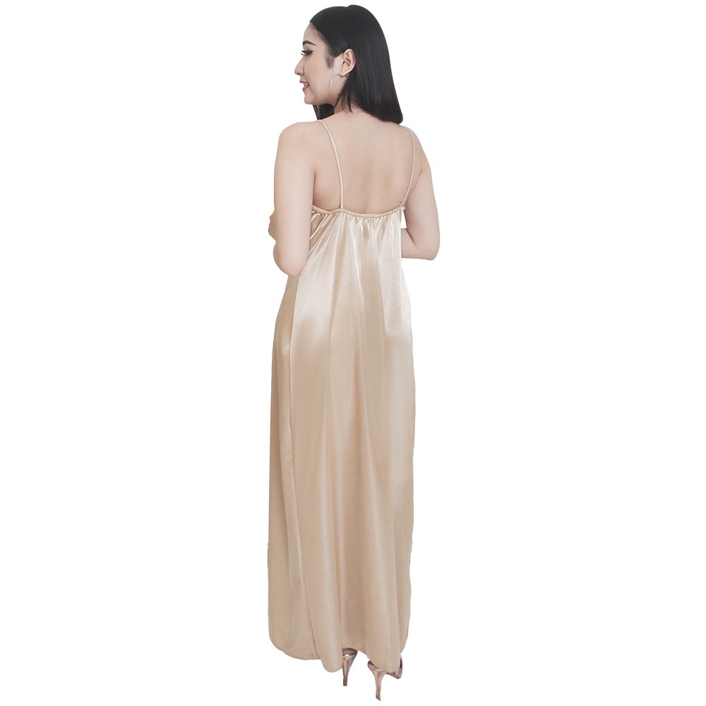 FOLVA bridesmaid dress tanktop panjang baju tidur satin 1510LGDR gold