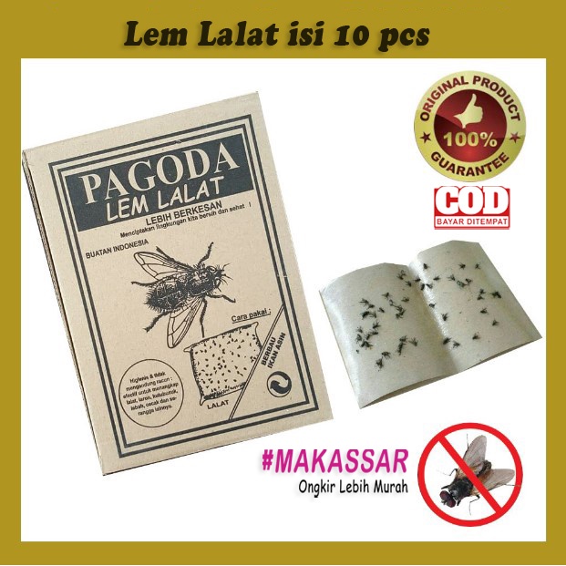 LEM LALAT KERTAS PAGODA 1 PACK ISI 10 | AMPUH LEM LALAT BUAH DAN SERANGGA LEMBARAN ASLI CAP PAGODA AMPUH DAN LENGKET MURAH